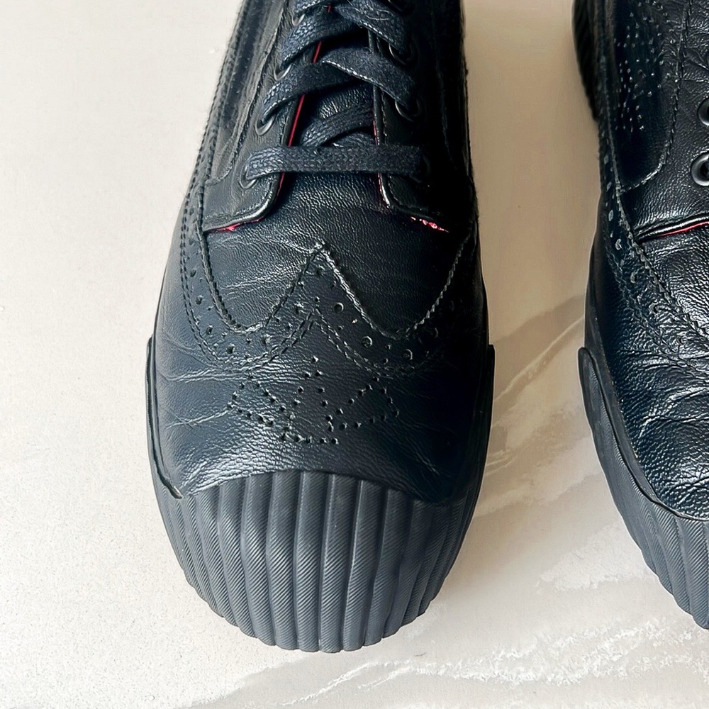 PF Flyers Brogue Men’s Black Leather Wingtip Sneakers Mens Sz 9.5 Womens Sz 11 - Picture 5 of 14